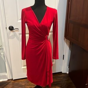 Deep V-Neck red dress